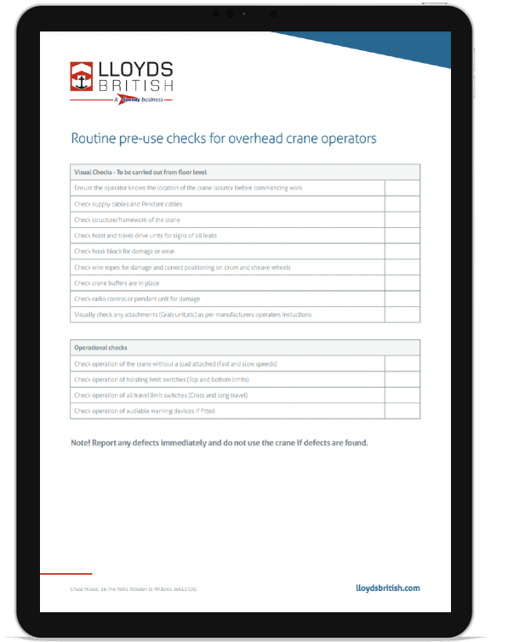 Template Daily Checks For Overhead Crane Operators Lloyds British 2373